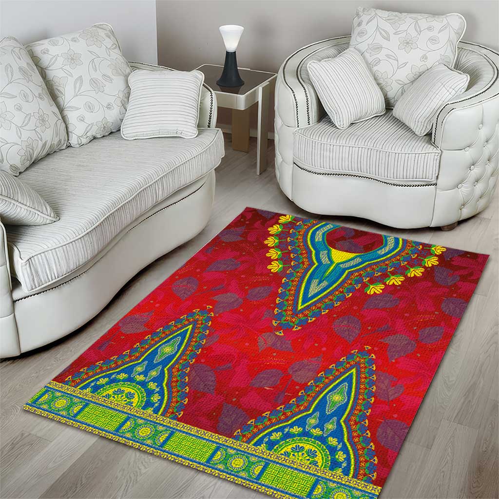Haiti Area Rug Choeblack Dashiki Style Red Color LT03