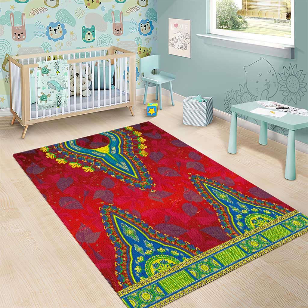 Haiti Area Rug Choeblack Dashiki Style Red Color LT03