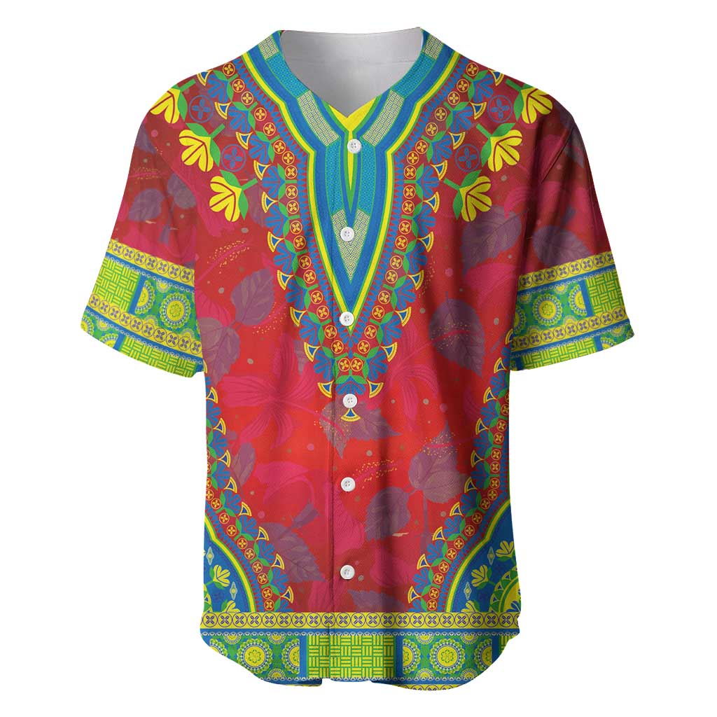Haiti Baseball Jersey Choeblack Dashiki Style Red Color LT03