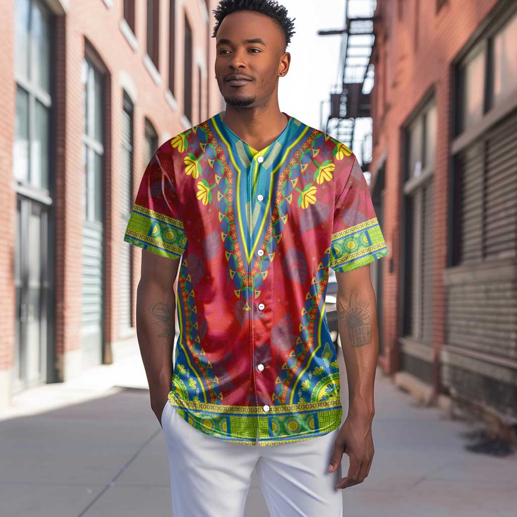 Haiti Baseball Jersey Choeblack Dashiki Style Red Color LT03