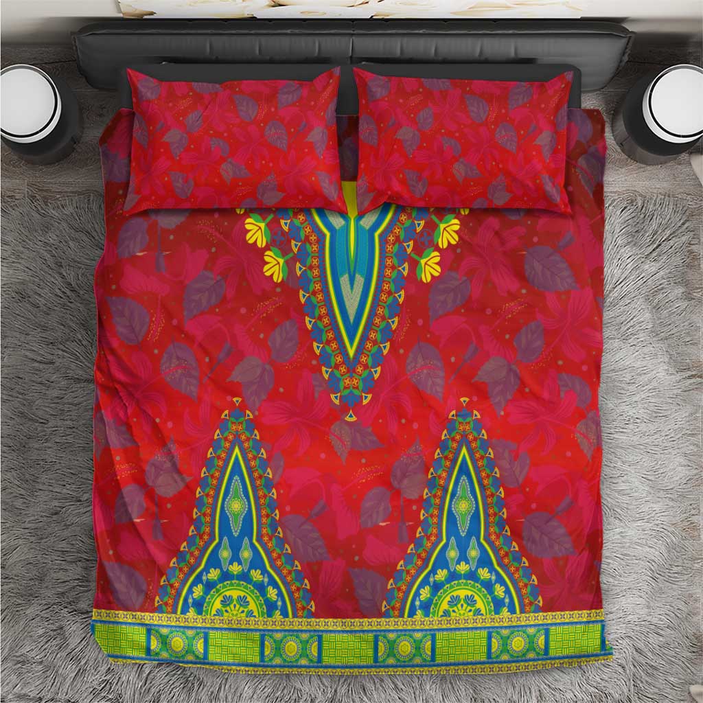 Haiti Bedding Set Choeblack Dashiki Style Red Color LT03