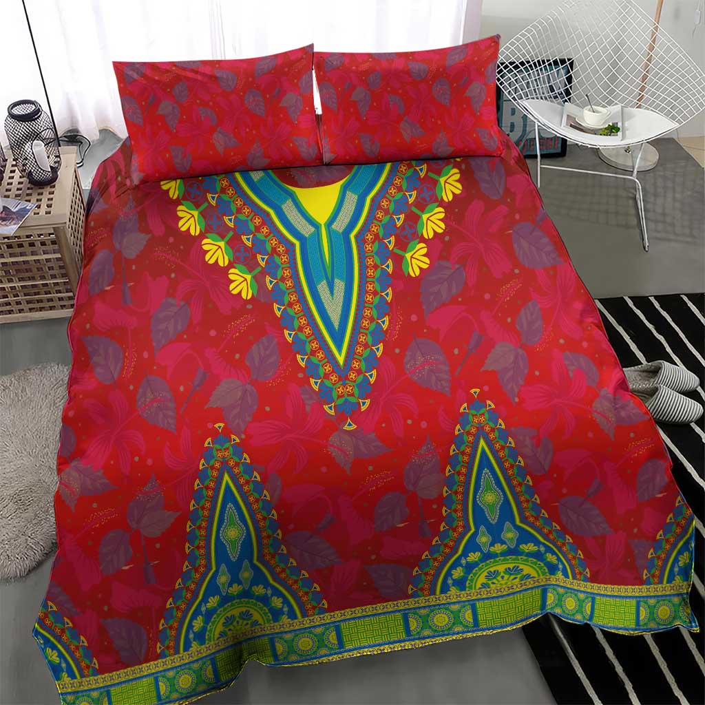 Haiti Bedding Set Choeblack Dashiki Style Red Color LT03