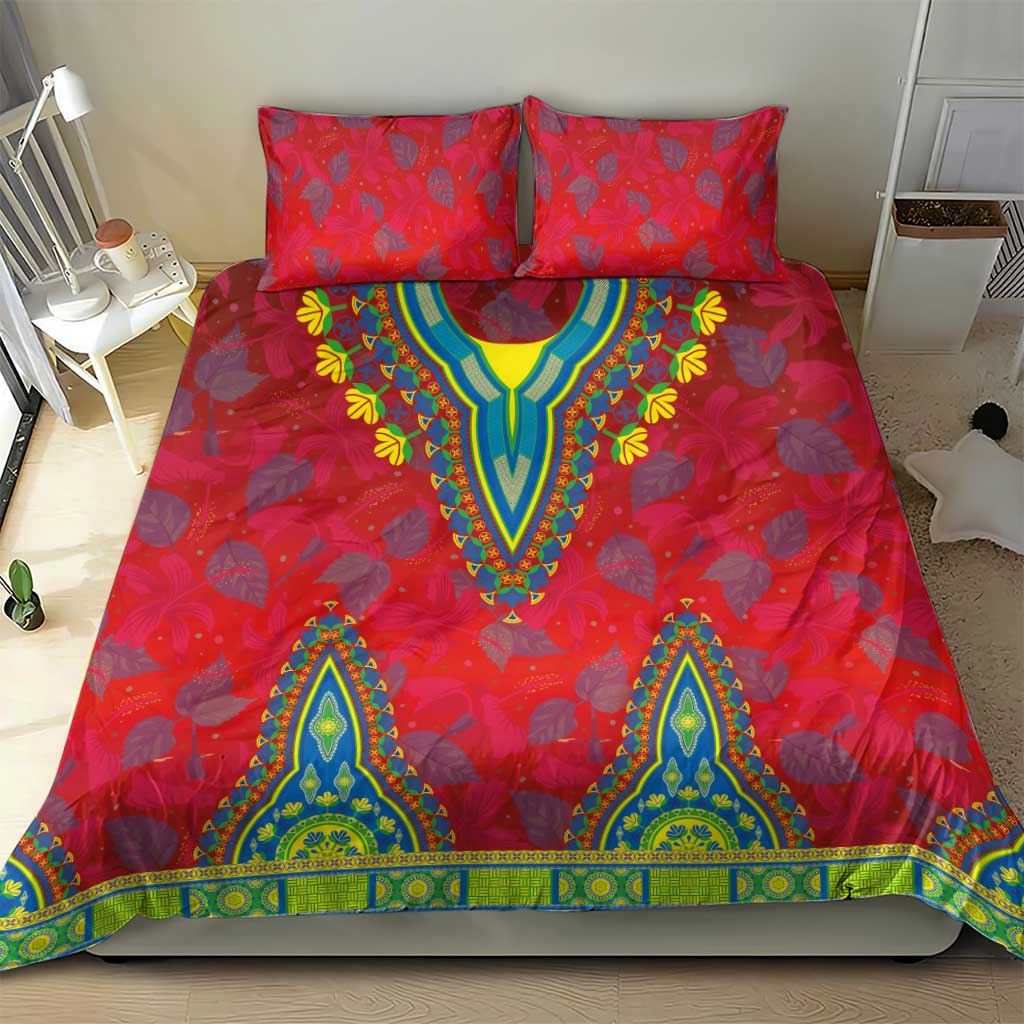 Haiti Bedding Set Choeblack Dashiki Style Red Color LT03