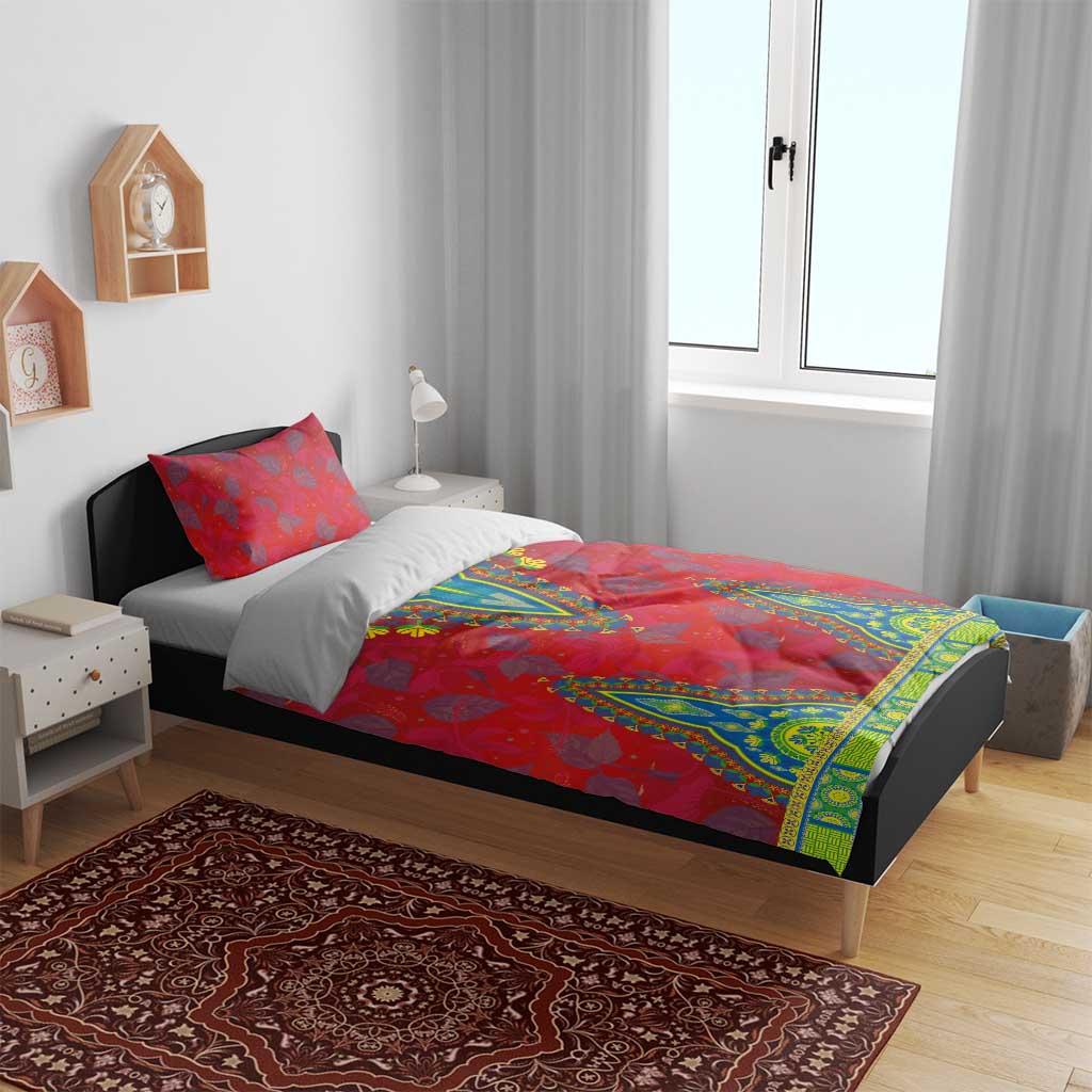 Haiti Bedding Set Choeblack Dashiki Style Red Color LT03