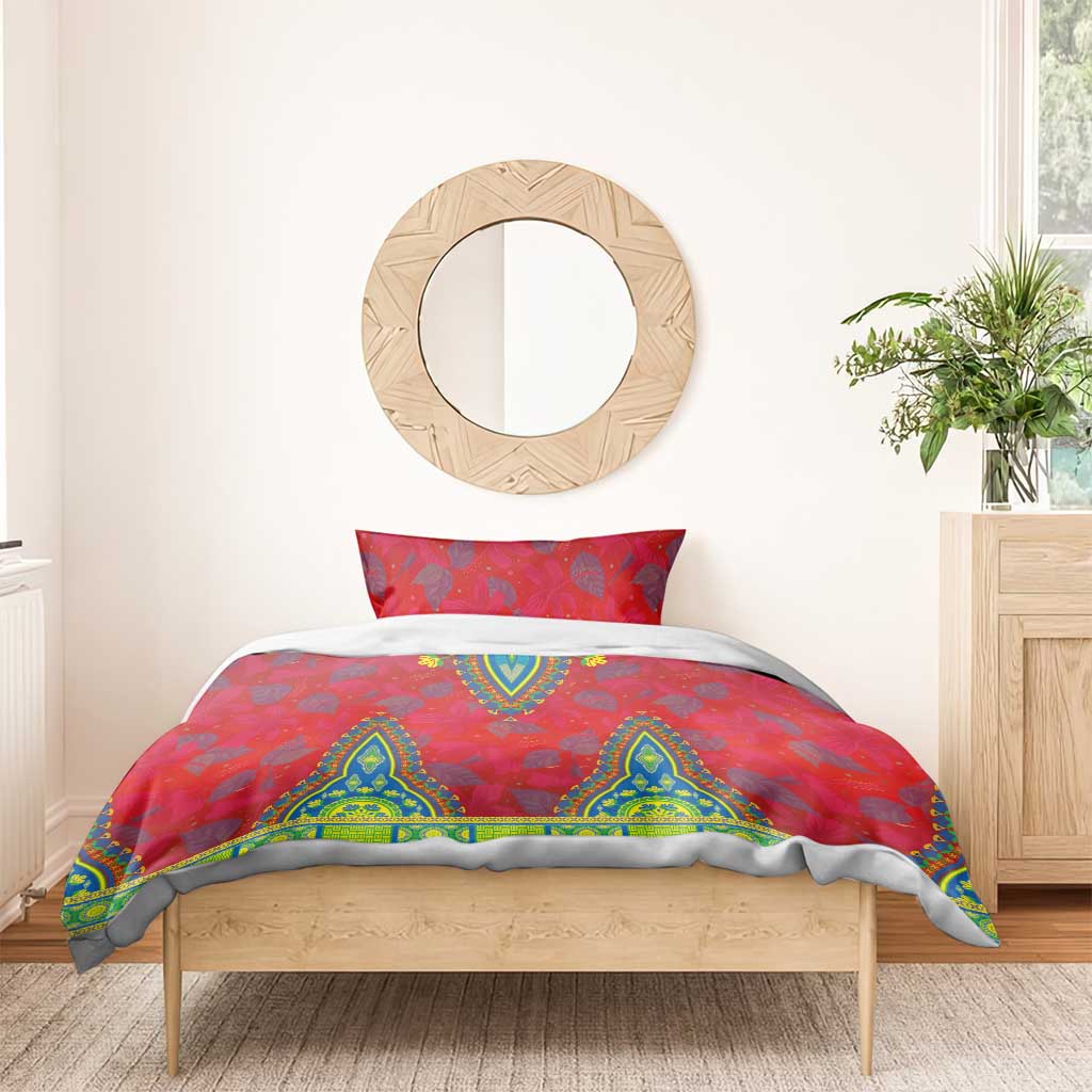 Haiti Bedding Set Choeblack Dashiki Style Red Color LT03