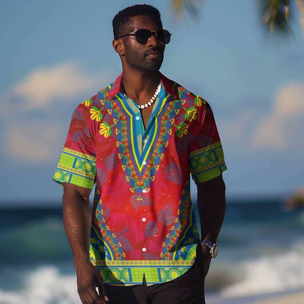 Haiti Hawaiian Shirt Choeblack Dashiki Style Red Color LT03