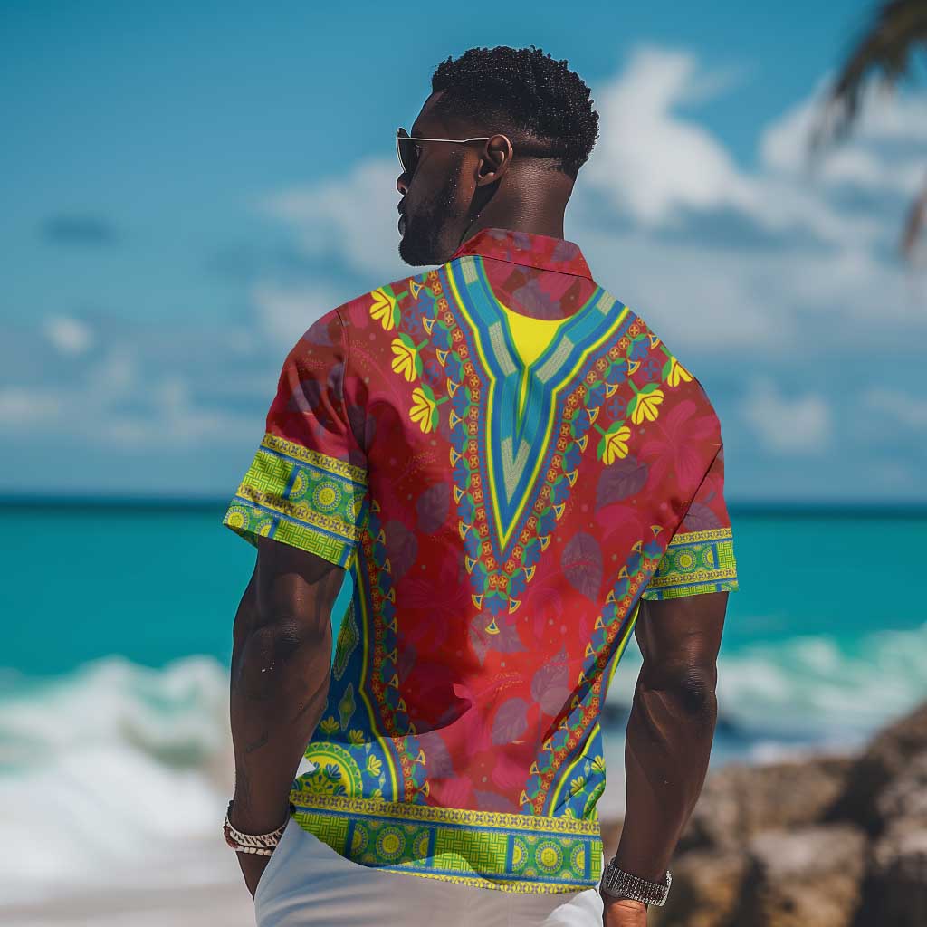 Haiti Hawaiian Shirt Choeblack Dashiki Style Red Color LT03