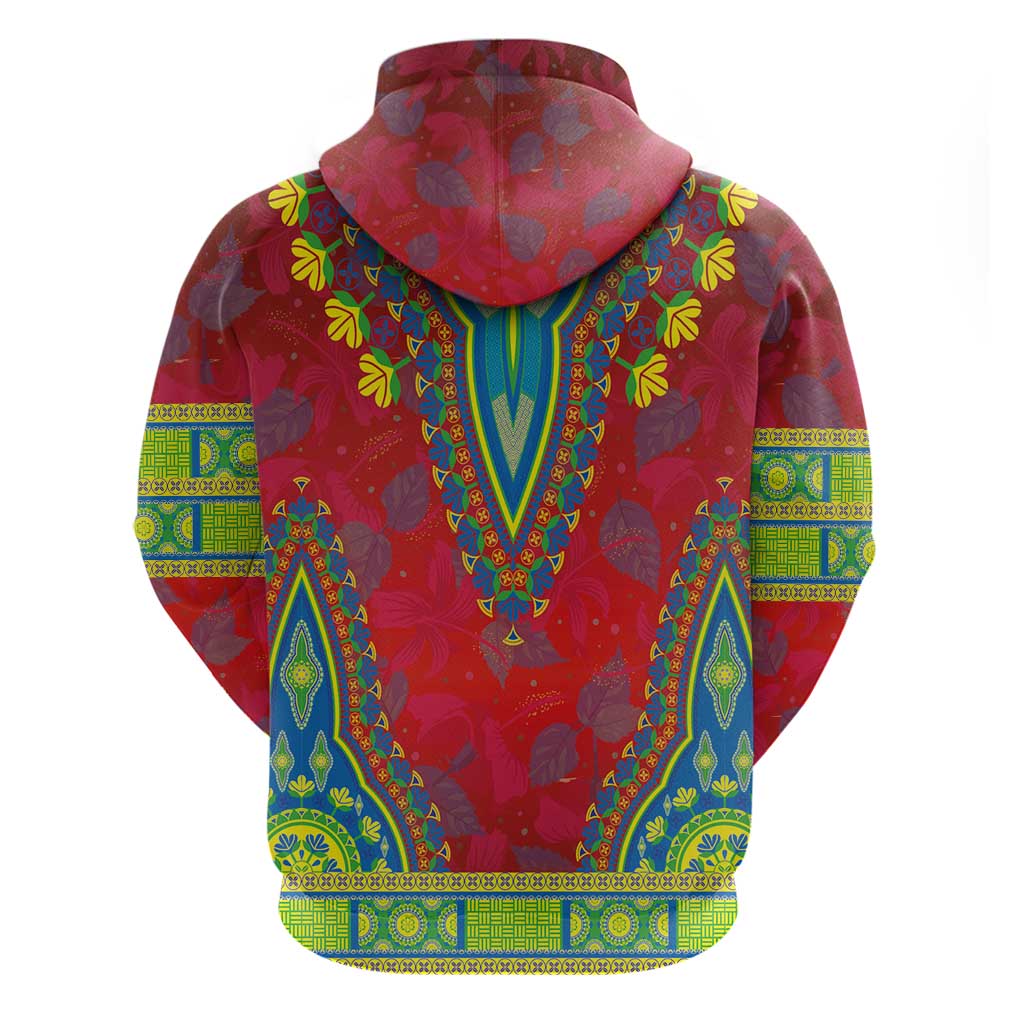 Haiti Choeblack Dashiki Style Hoodie Red Color LT03