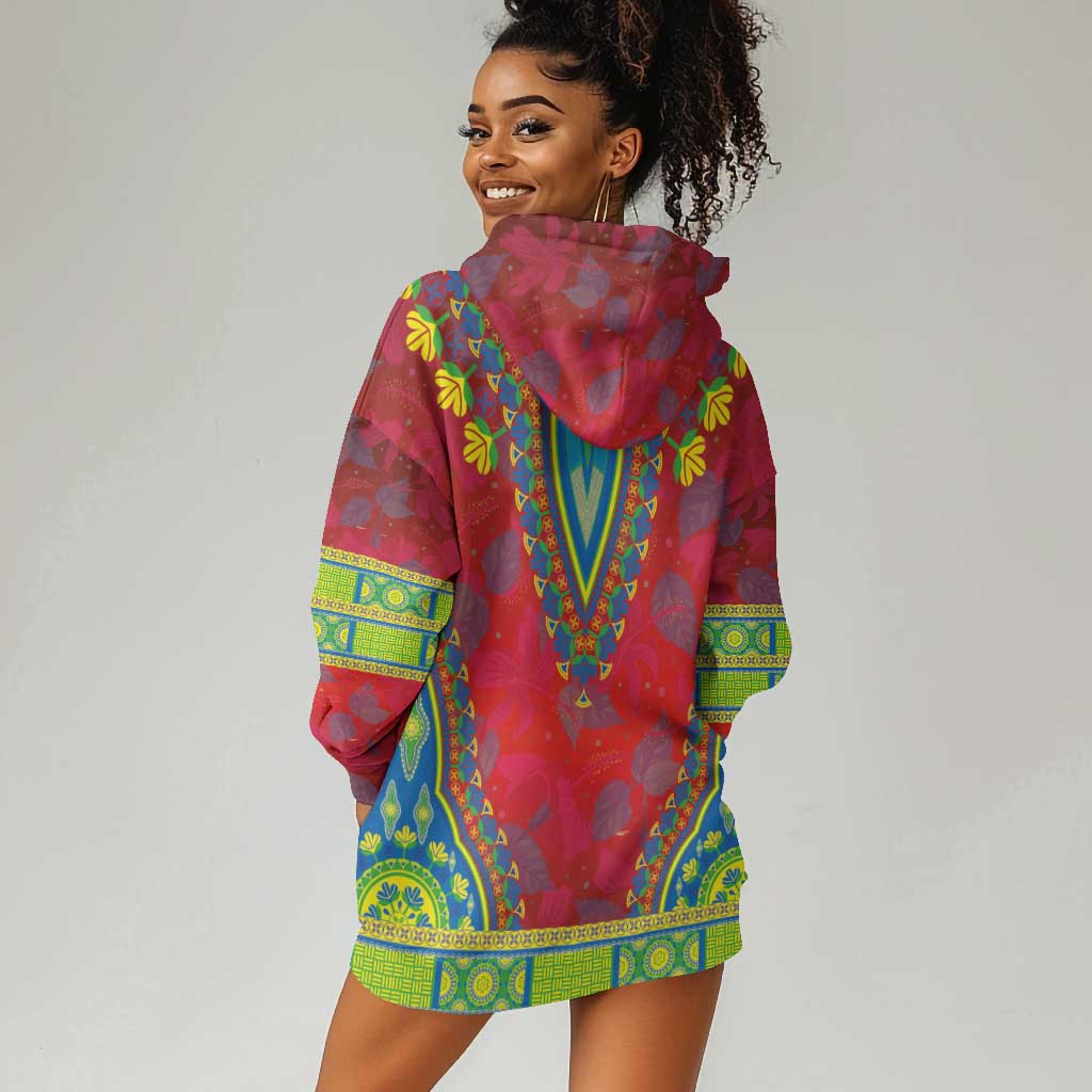 Haiti Hoodie Dress Choeblack Dashiki Style Red Color LT03