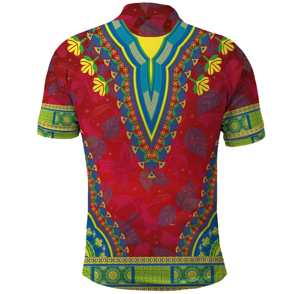 Haiti Choeblack Dashiki Style Polo Shirt Red Color LT03