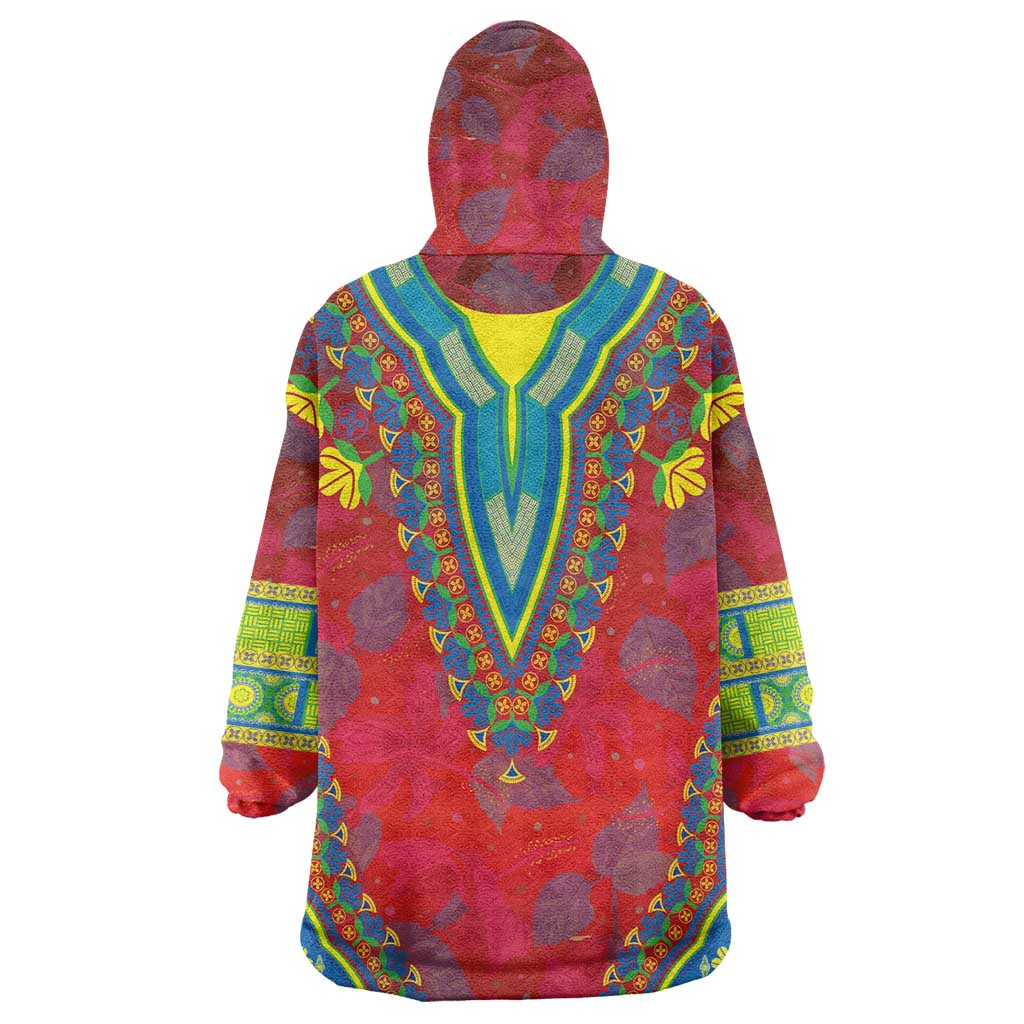 Haiti Wearable Blanket Hoodie Choeblack Dashiki Style Red Color LT03