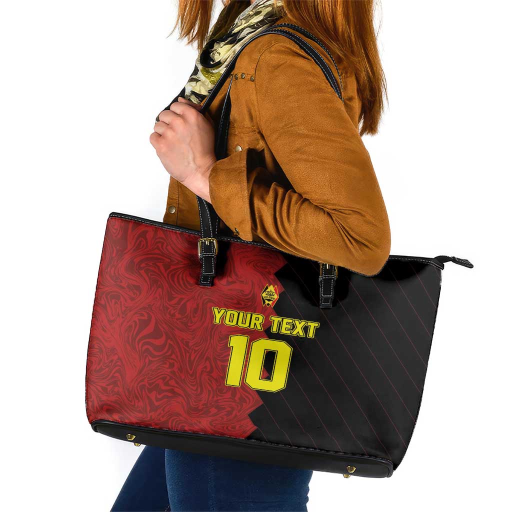 Custom Belgium Football 2024 Go Champion Leather Tote Bag LT03