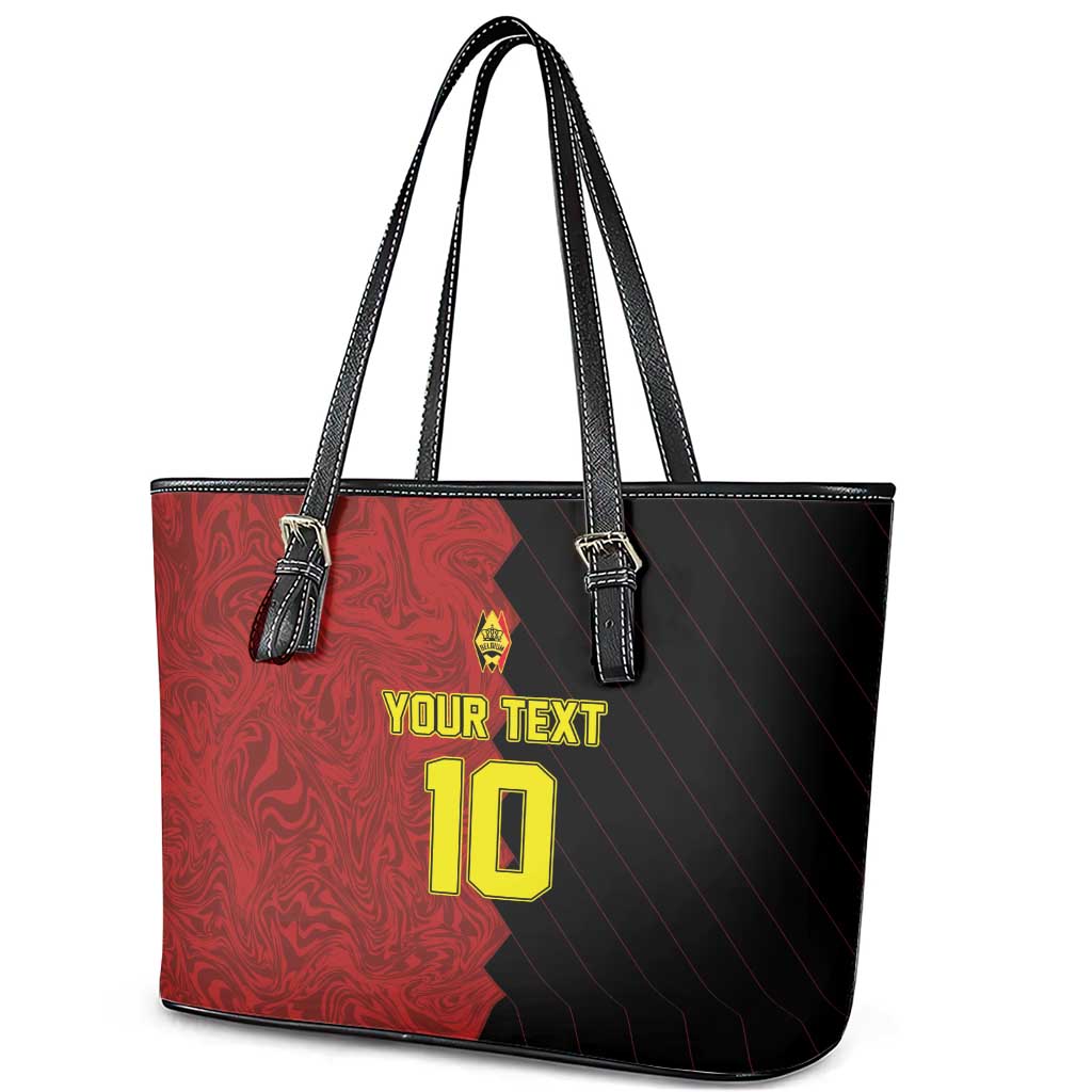 Custom Belgium Football 2024 Go Champion Leather Tote Bag LT03