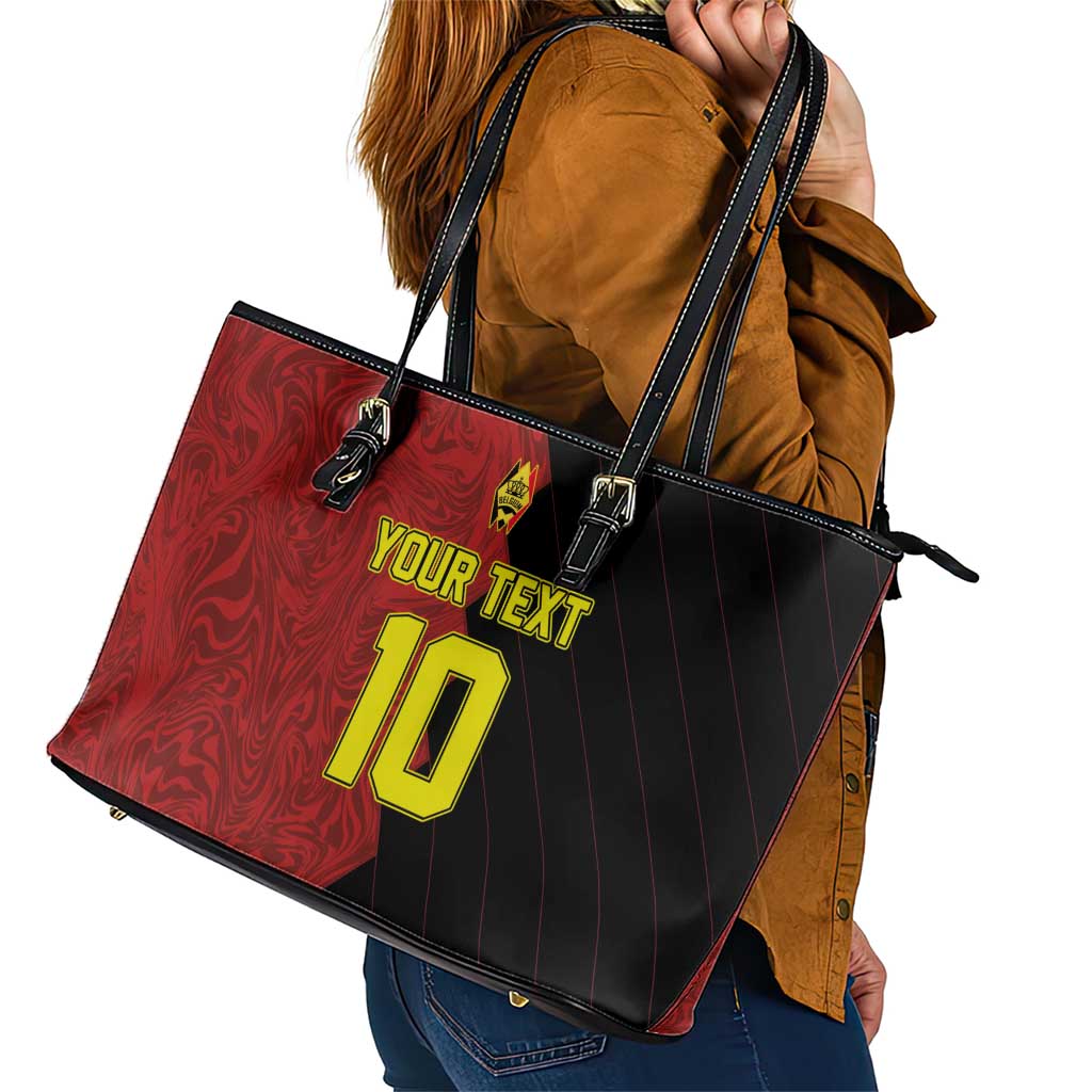 Custom Belgium Football 2024 Go Champion Leather Tote Bag LT03