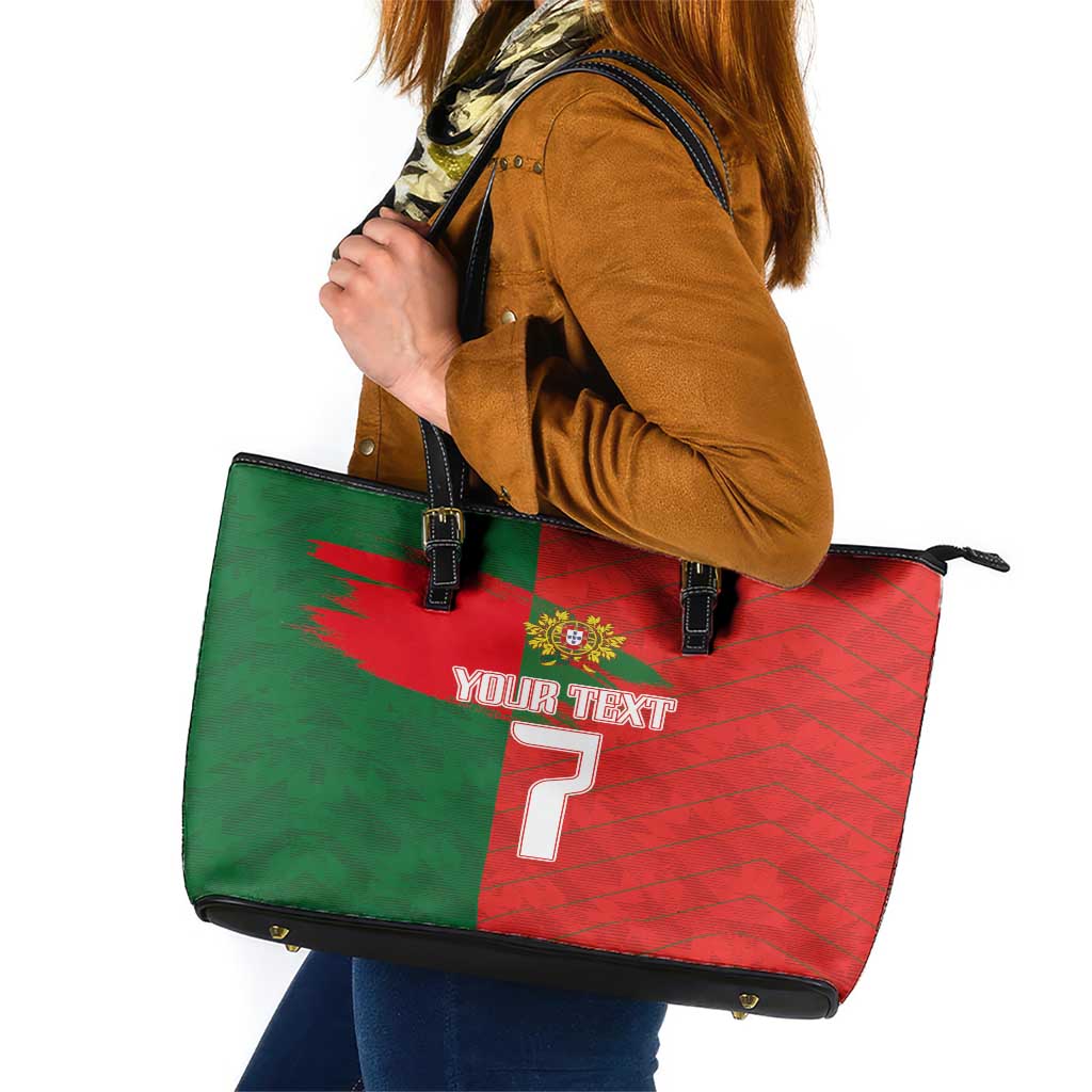 Custom Portugal Football 2024 Go Champion Leather Tote Bag LT03