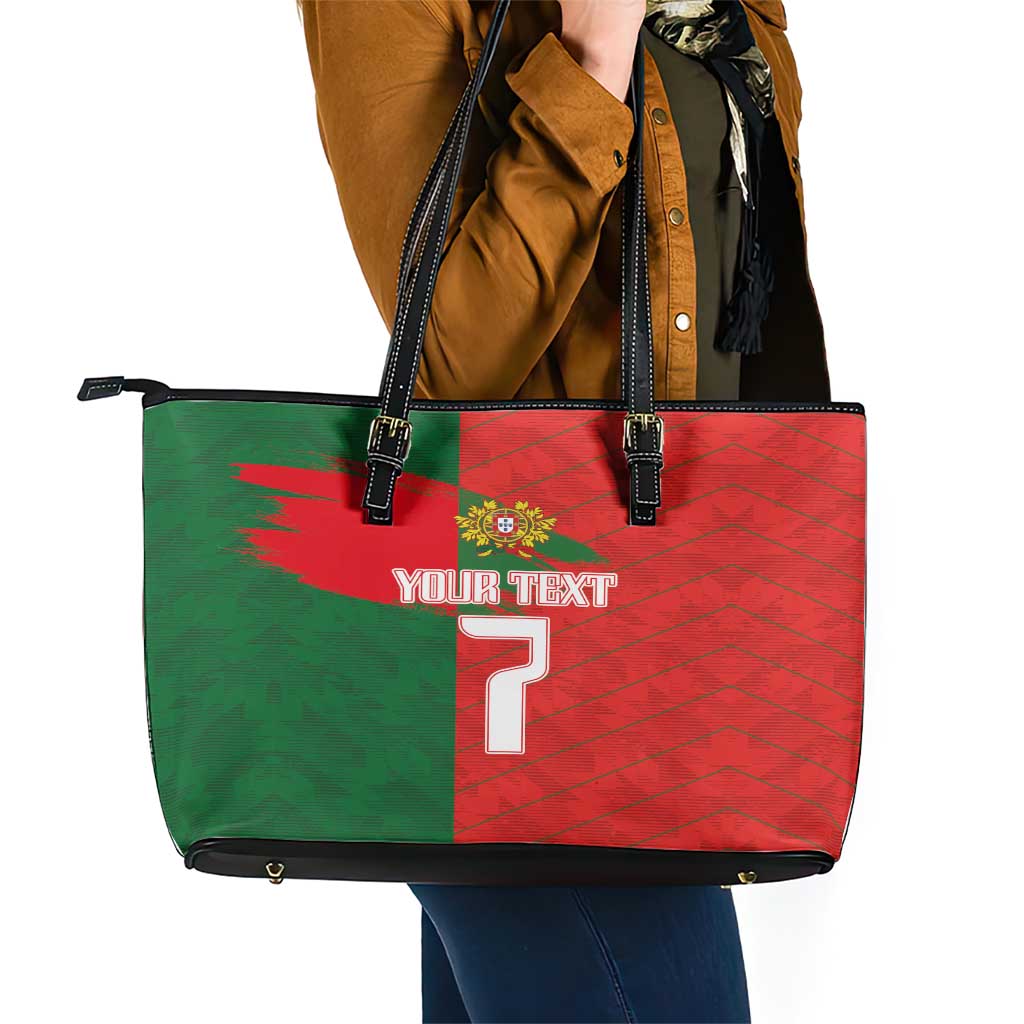 Custom Portugal Football 2024 Go Champion Leather Tote Bag LT03