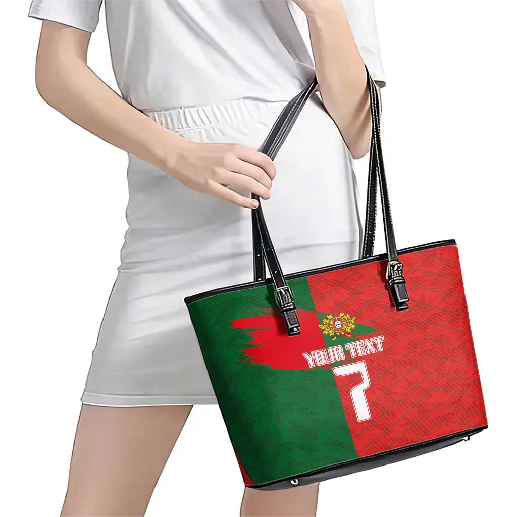 Custom Portugal Football 2024 Go Champion Leather Tote Bag LT03