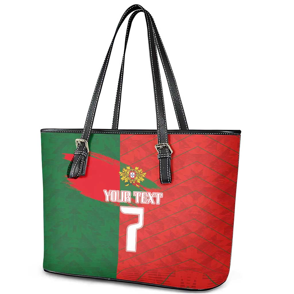 Custom Portugal Football 2024 Go Champion Leather Tote Bag LT03