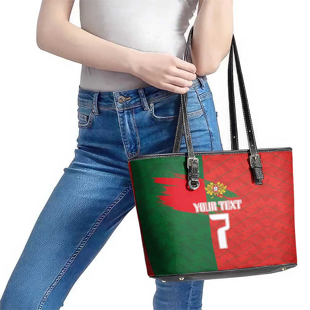 Custom Portugal Football 2024 Go Champion Leather Tote Bag LT03