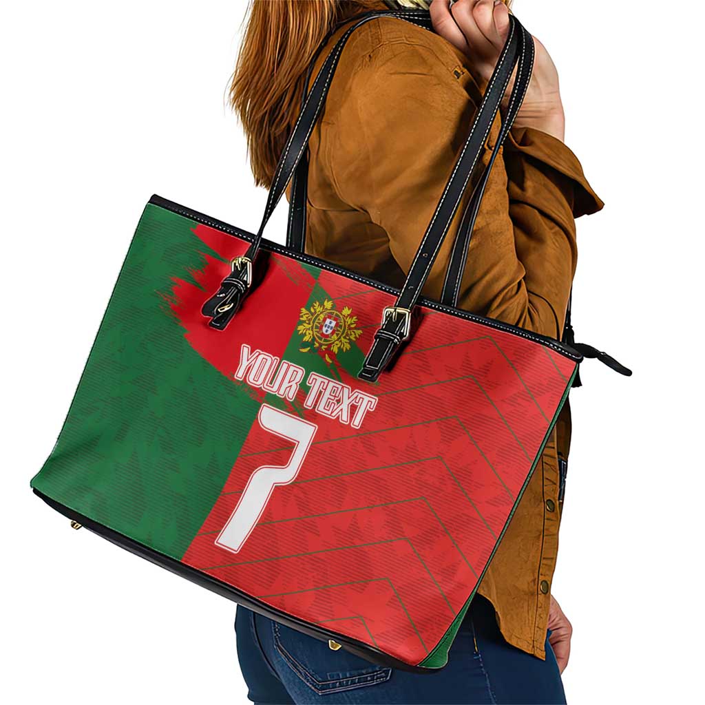 Custom Portugal Football 2024 Go Champion Leather Tote Bag LT03