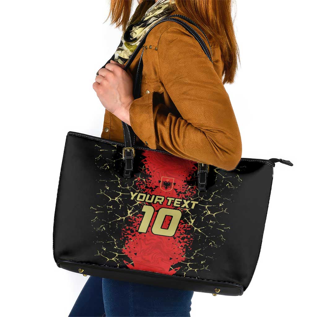 Custom Albania Football 2024 Go Champion Leather Tote Bag LT03