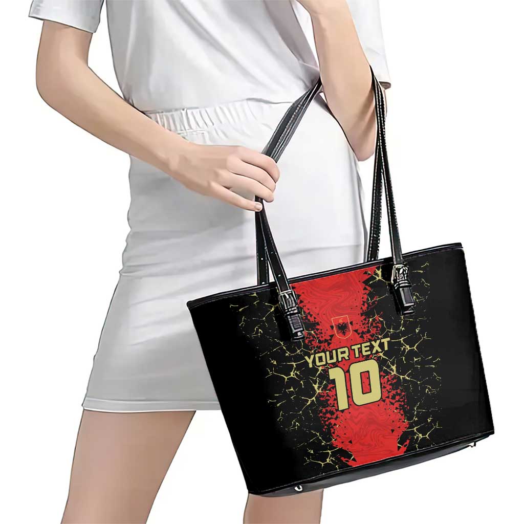 Custom Albania Football 2024 Go Champion Leather Tote Bag LT03