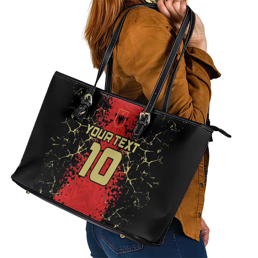 Custom Albania Football 2024 Go Champion Leather Tote Bag LT03