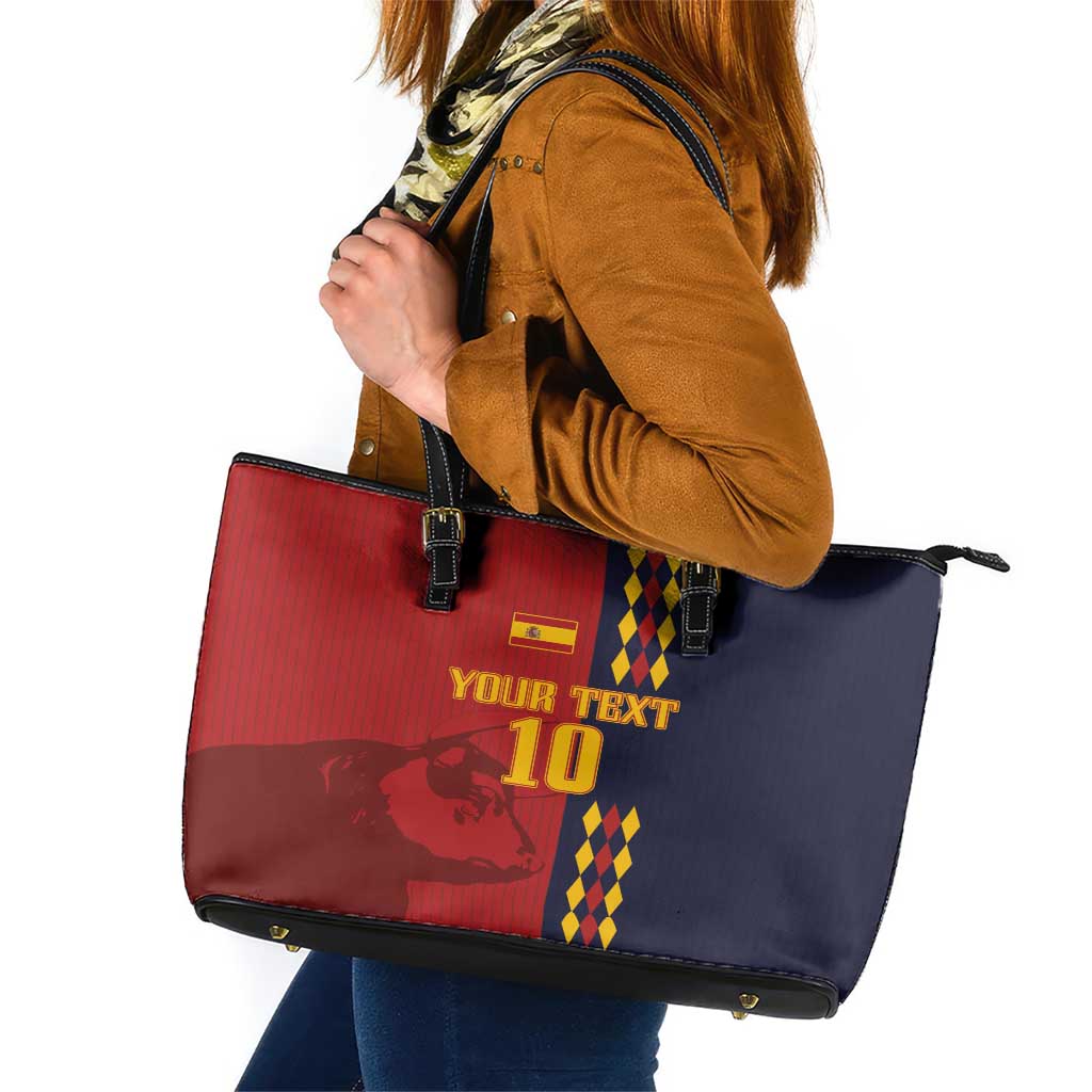 Custom Spain Football 2024 Go Champion Leather Tote Bag LT03