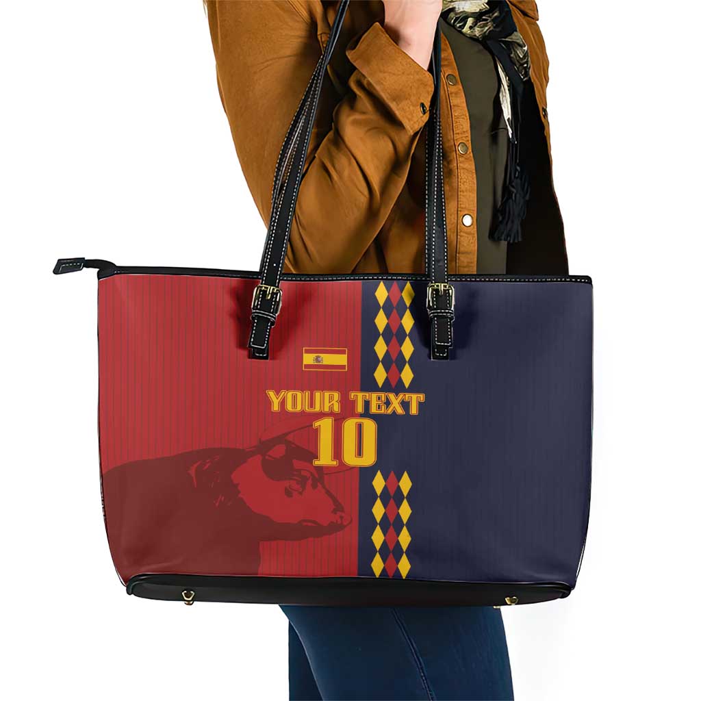 Custom Spain Football 2024 Go Champion Leather Tote Bag LT03