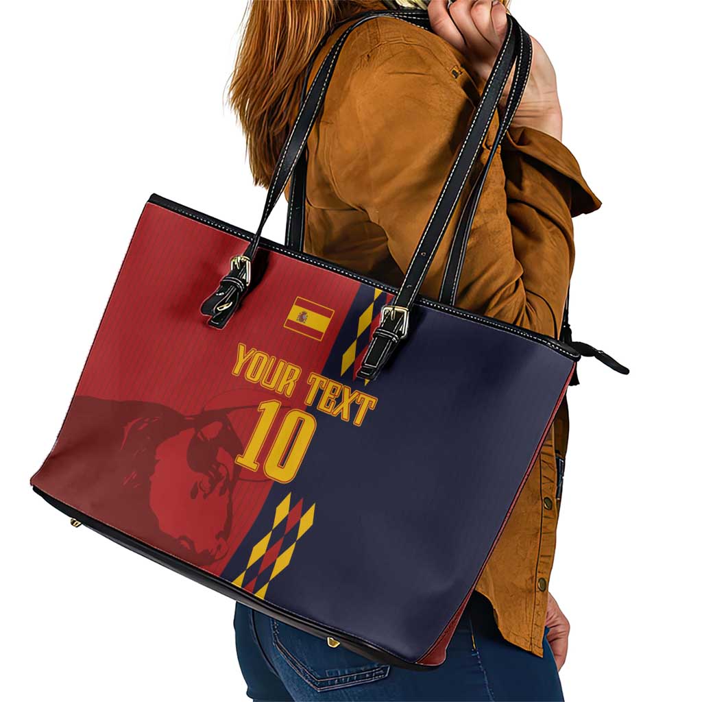 Custom Spain Football 2024 Go Champion Leather Tote Bag LT03