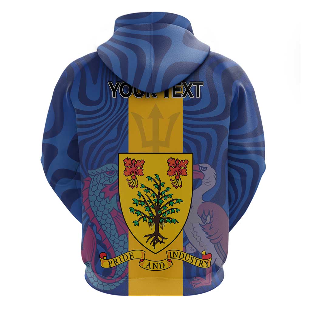 Personalised Barbados Emancipation Day Hoodie Coat of Arms and Map National Flag Style LT03