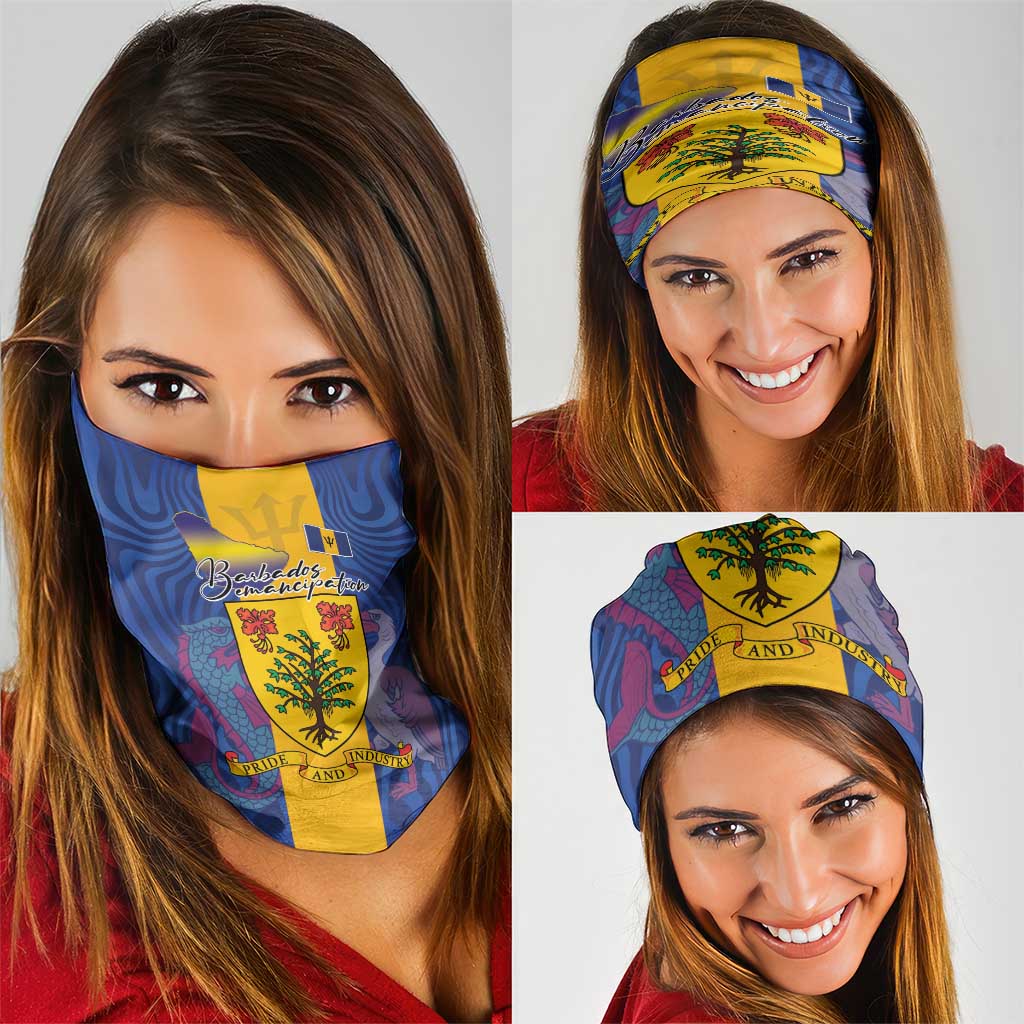 Barbados Emancipation Day Neck Gaiter Coat of Arms and Map National Flag Style LT03