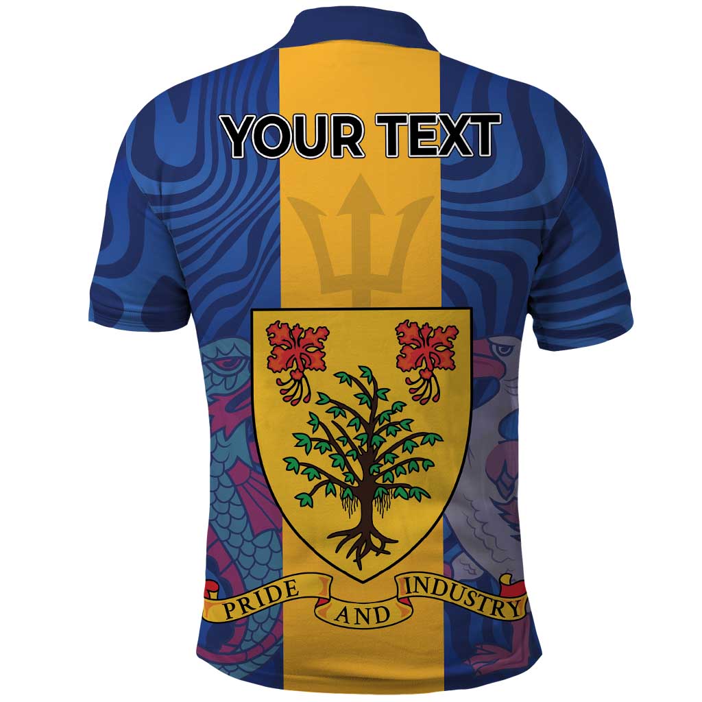 Personalised Barbados Emancipation Day Polo Shirt Coat of Arms and Map National Flag Style LT03