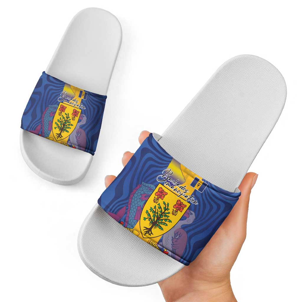 Barbados Emancipation Day Slide Sandals Coat of Arms and Map National Flag Style LT03