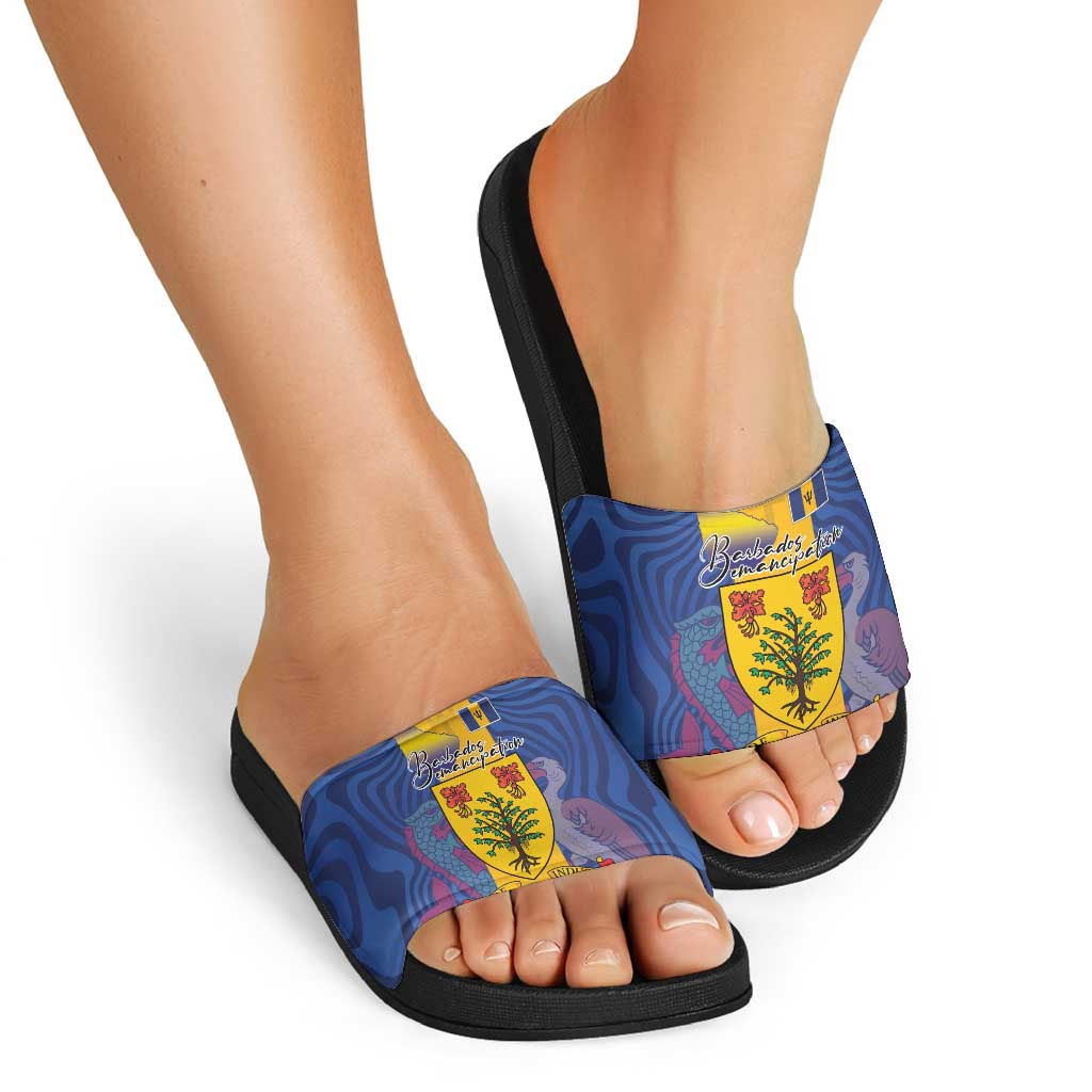 Barbados Emancipation Day Slide Sandals Coat of Arms and Map National Flag Style LT03