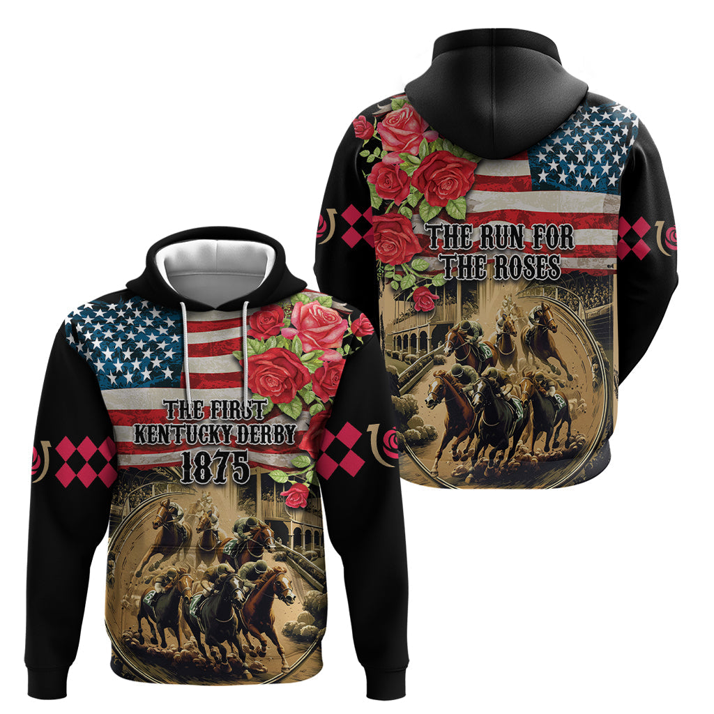 The First Kentucky Horse Racing Hoodie Since 1875 American Flag Vintage Style LT03