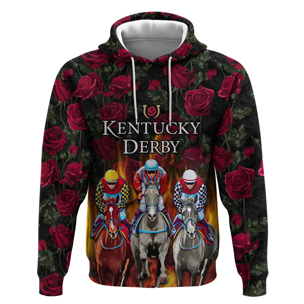 Personalized Kentucky Horses Racing Hoodie Race For Burning Roses LT03