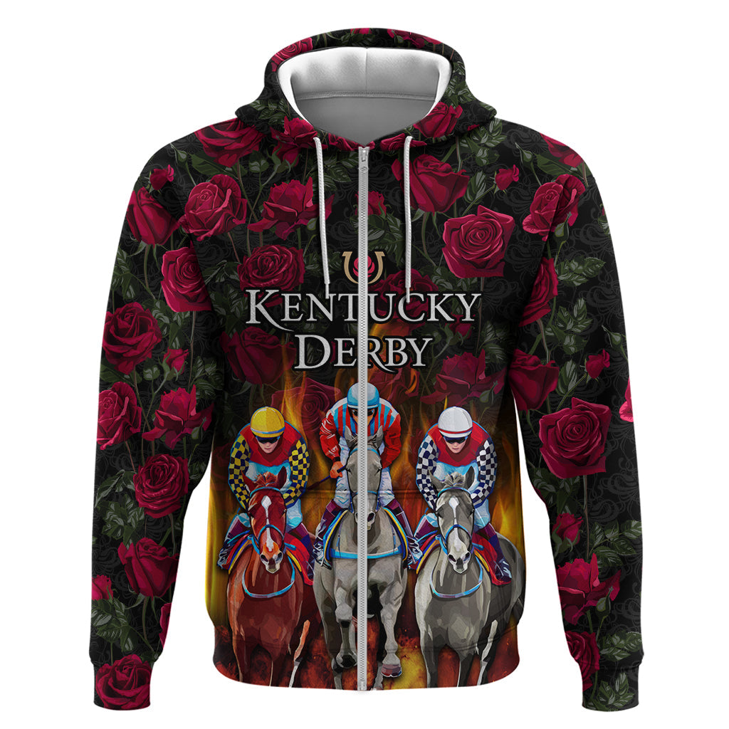 Personalized Kentucky Horses Racing Hoodie Race For Burning Roses LT03