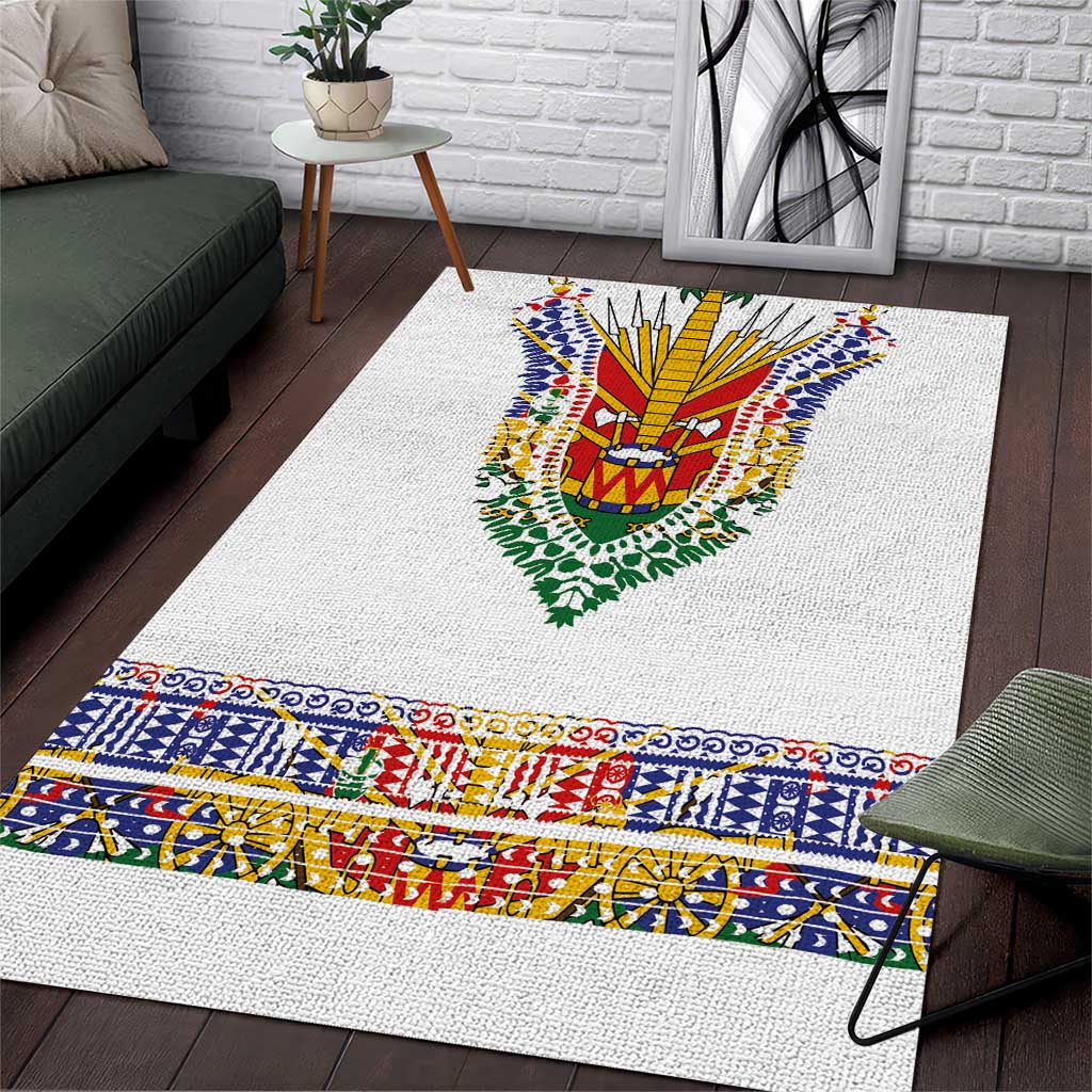 Haiti Flag Area Rug Traditional Dashiki White Color LT03