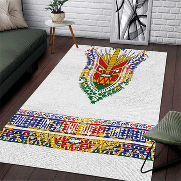 Haiti Flag Area Rug Traditional Dashiki White Color LT03