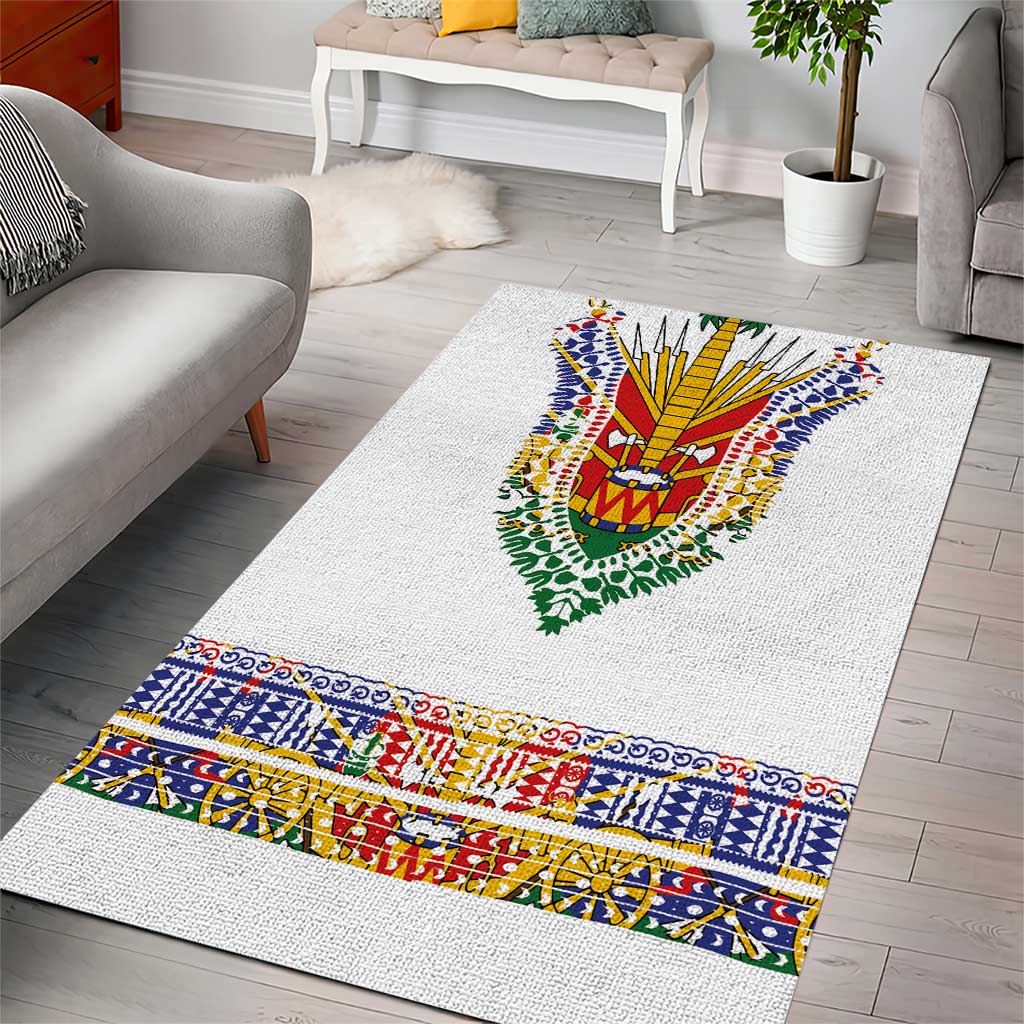 Haiti Flag Area Rug Traditional Dashiki White Color LT03