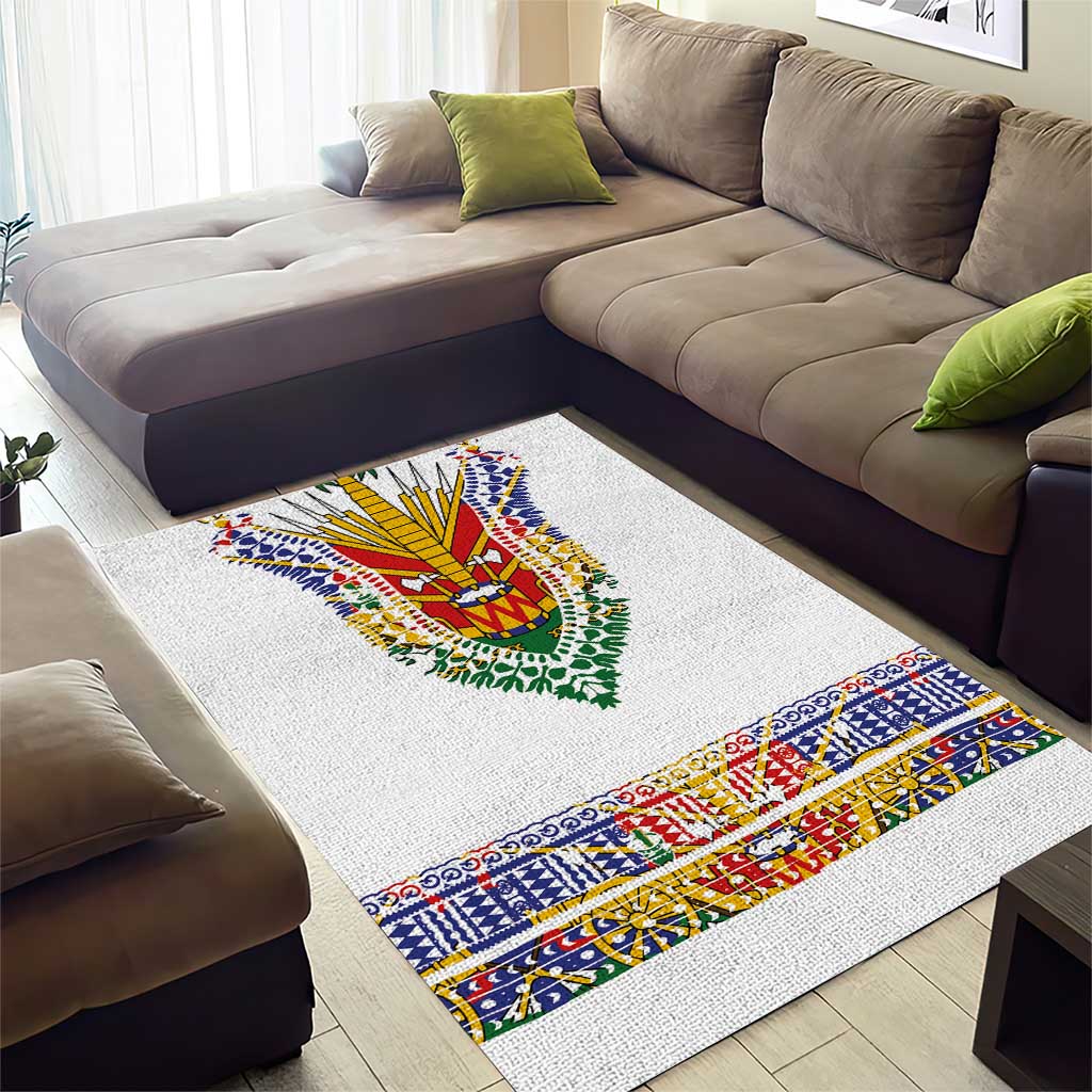 Haiti Flag Area Rug Traditional Dashiki White Color LT03
