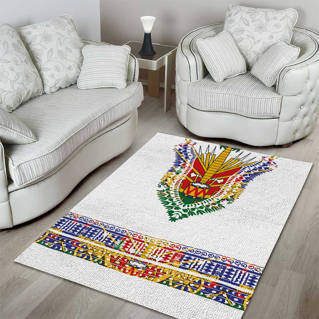 Haiti Flag Area Rug Traditional Dashiki White Color LT03