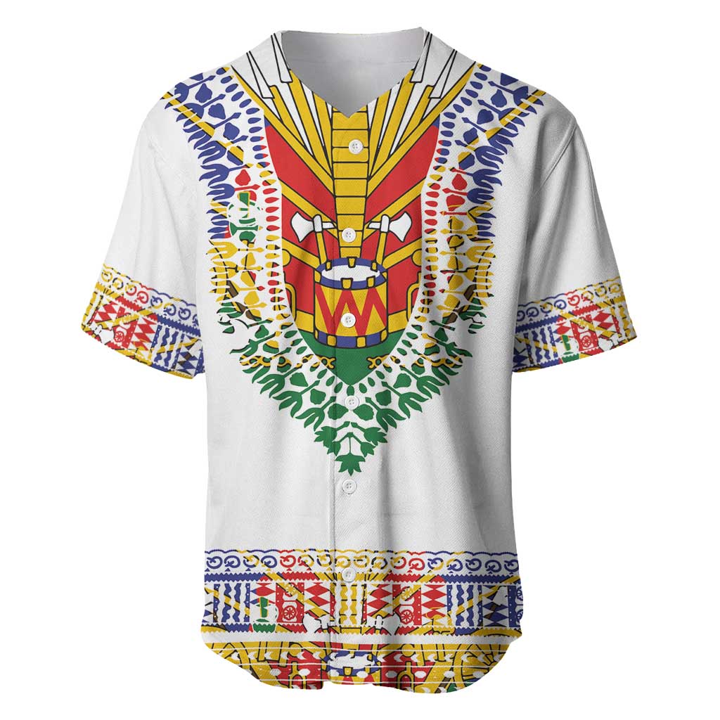 Haiti Flag Baseball Jersey Traditional Dashiki White Color LT03