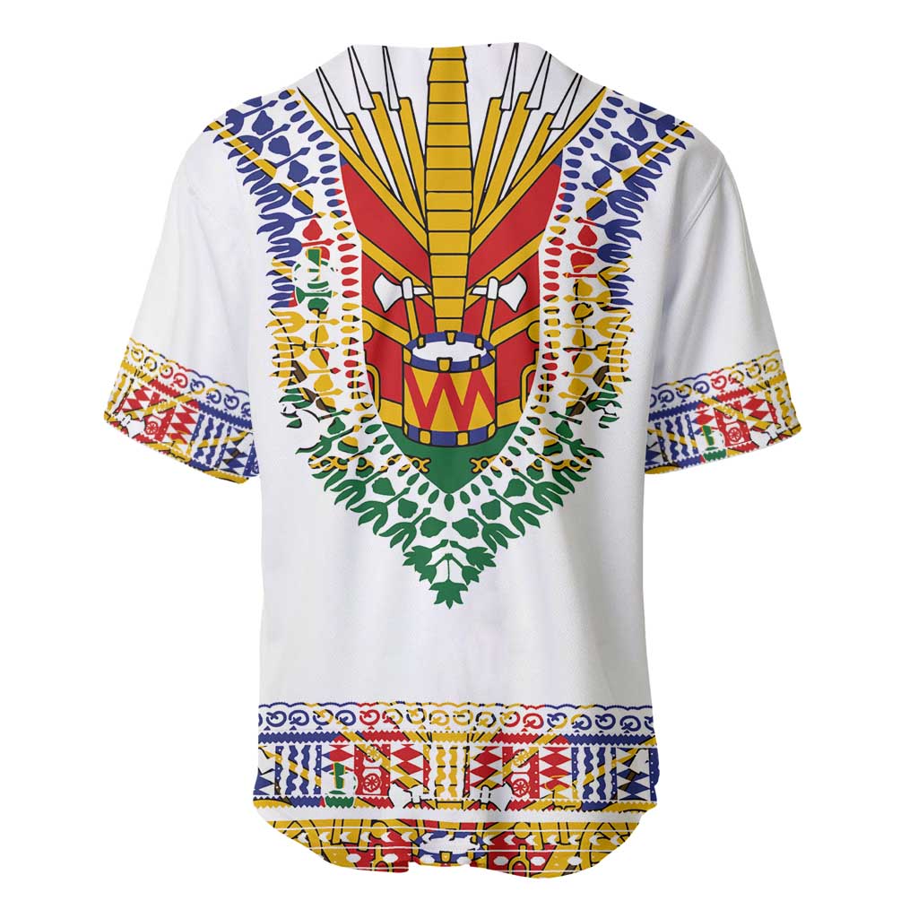 Haiti Flag Baseball Jersey Traditional Dashiki White Color LT03