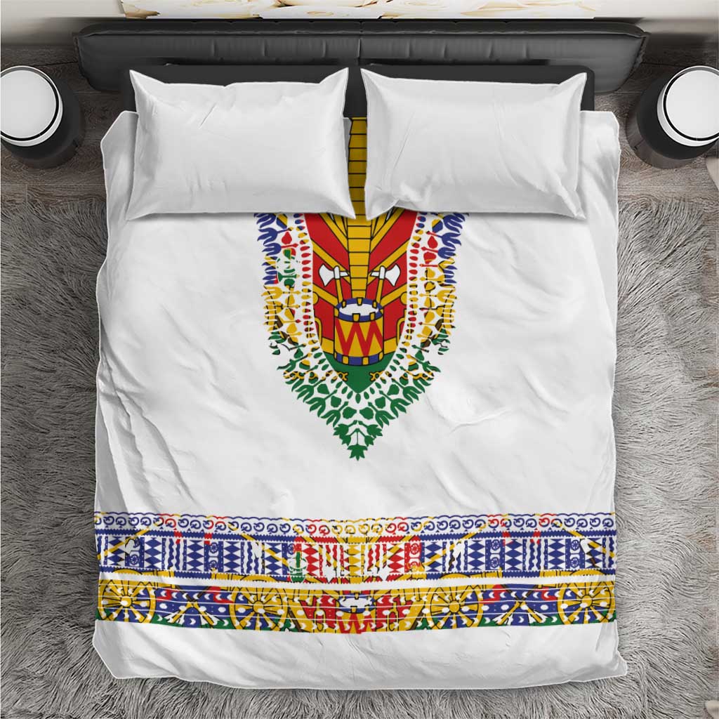 Haiti Flag Bedding Set Traditional Dashiki White Color LT03