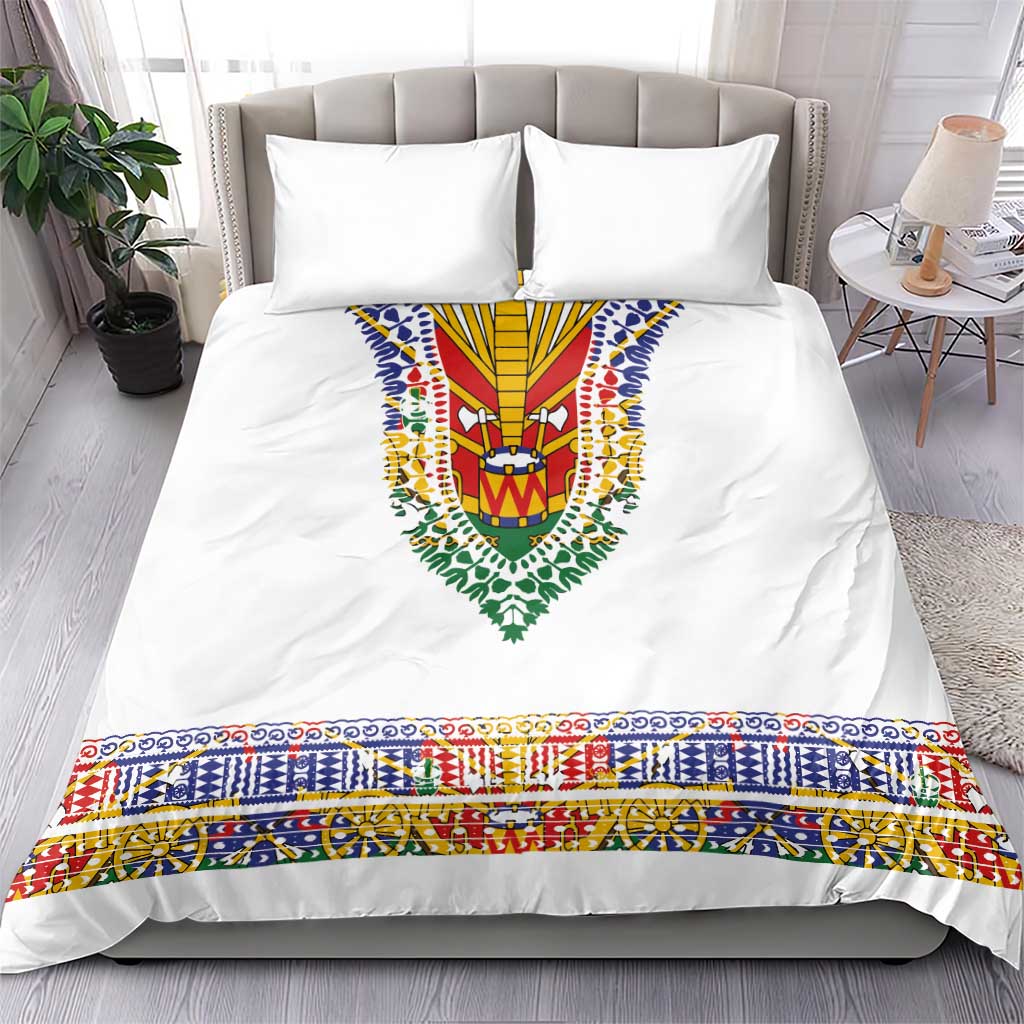 Haiti Flag Bedding Set Traditional Dashiki White Color LT03
