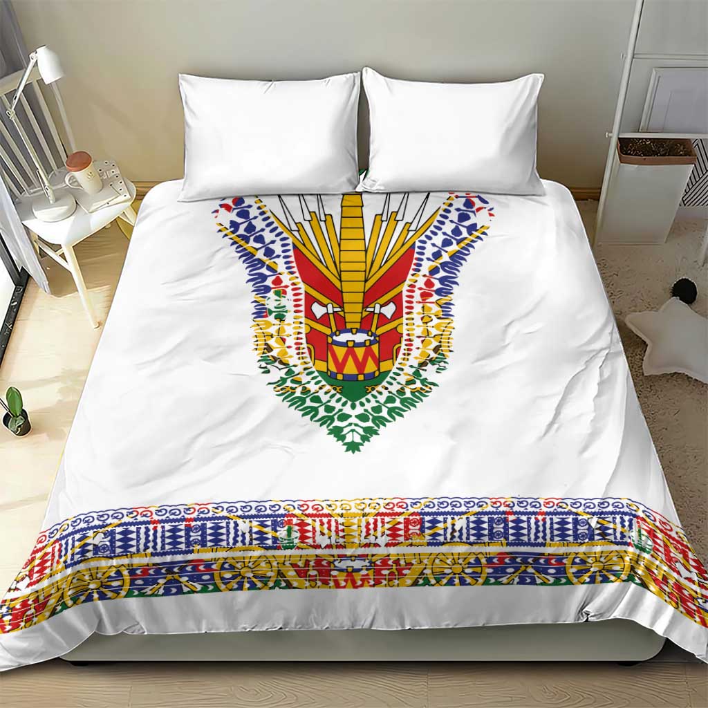 Haiti Flag Bedding Set Traditional Dashiki White Color LT03