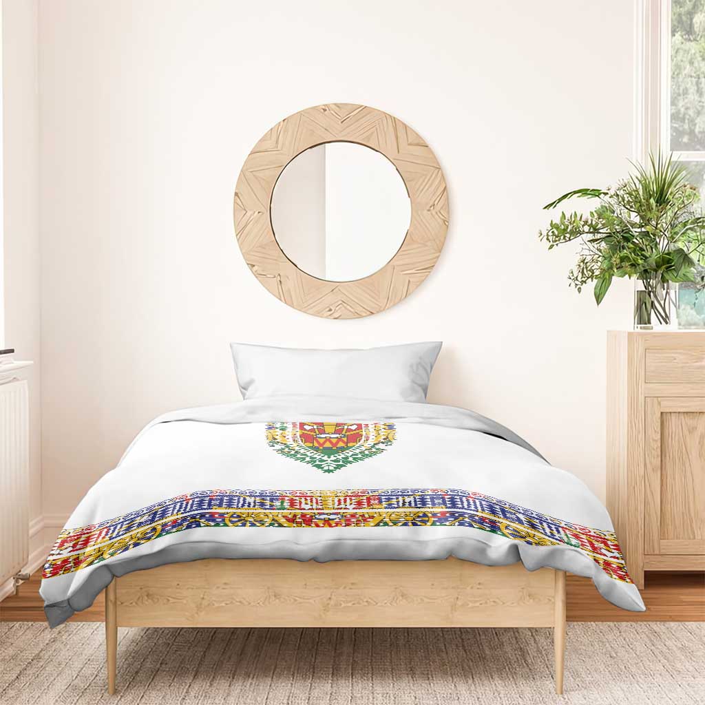 Haiti Flag Bedding Set Traditional Dashiki White Color LT03