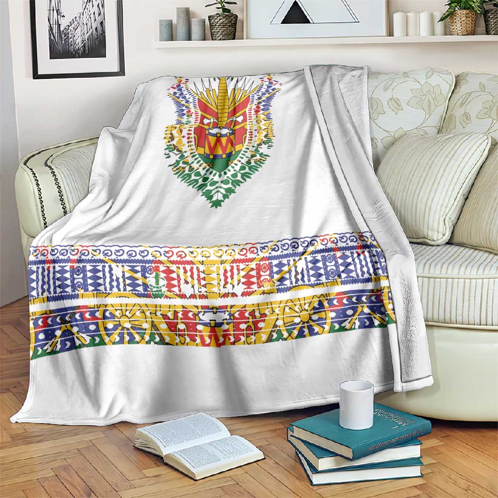 Haiti Flag Blanket Traditional Dashiki White Color LT03